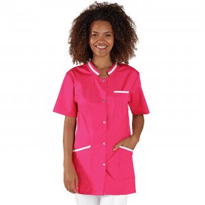 PRUNILLE/BLANC - Tunique professionnelle de travail blanche à manches courtes femme - PROMO aide a domicile médical auxiliaire 