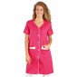 FUCHSIA/BLANC - Blouse professionnelle de travail blanche à manches transformables femme internat menage crèche entretien