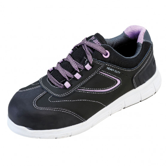 NOIR/LILAS - Basket de sécurité S3 professionnelle de travail noire en cuir EN ISO 20345 S3 femme artisan menage chantier entret