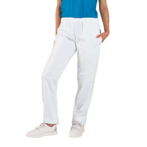 BLANC - Pantalon professionnel de travail mixte médical auxiliaire de vie infirmier aide a domicile