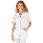 BLANC/ARDOISE - Tunique professionnelle de travail blanche à manches courtes femme auxiliaire de vie médical aide a domicile in