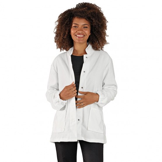 BLANC - Veste polaire professionnelle de travail à manches longues femme menage aide a domicile entretien auxiliaire de vie