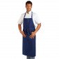 BLEU - Tablier à bavette avec poche de cuisine professionnel blanche 100% coton mixte hôtel restauration cuisine restaurant