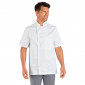 BLANC - Veste de cuisine manches courtes professionnelle de travail à manches courtes 100% coton mixte serveur restauration rest