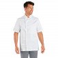 BLANC - Veste de cuisine manches courtes professionnelle de travail à manches courtes 100% coton mixte serveur restaurant cuisin