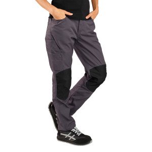 GRIS/NOIR - Pantalon de travail professionnel femme artisan menage chantier entretien