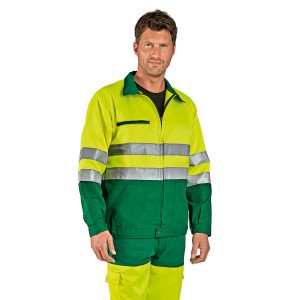 VERT/JAUNE - Veste de travail professionnelle à manches longues homme logistique chantier transport artisan