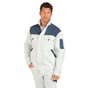 BLANC/GRIS - Blouson professionnel de travail homme chantier artisan