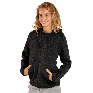 NOIR - Veste à capuche zippée chinée professionnelle de travail à manches longues femme auxiliaire de vie infirmier aide a domic