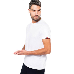 BLANC - Tee-shirt professionnelle de travail à manches courtes BIO 100% coton homme hôtel infirmier restauration médical