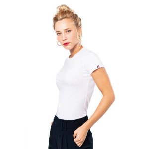 BLANC - Tee-shirt professionnel de travail à manches courtes BIO 100% coton femme restaurant infirmier cuisine médical