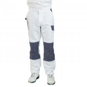 BLANC/GRIS - Pantalon de travail professionnel homme chantier artisan