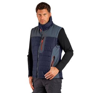 MARINE/GRIS - Gilet de travail professionnel sans manches homme transport chantier manutention artisan