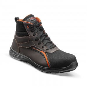 MARRON/ORANGE - Chaussure de sécurité S3 professionnelle de travail en cuir ISO EN 20345 S3 mixte chantier logistique artisan ma