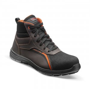 MARRON/ORANGE - Chaussure de sécurité S3 professionnelle de travail en cuir ISO EN 20345 S3 mixte artisan logistique chantier tr