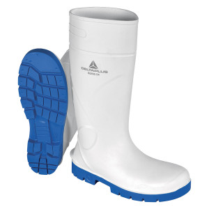 BLANC - Botte blanche de sécurité S4 professionnelle de travail blanche en PVC EN ISO 20345 S4 mixte restaurant cuisine serveur