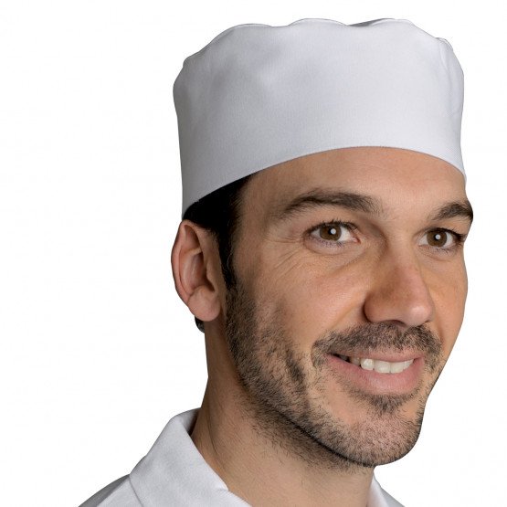 BLANC - Calot de cuisine professionnel de travail 100% coton mixte restaurant restauration hôtel cuisine