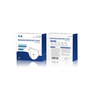BLANC - Demi-masque respiratoire filtrant professionnelle de travail 44.5 % Polypropylène non tissé/ 27.8 % Microfibres/ 27.7 % 