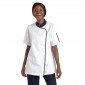 BLANC/NOIR - Veste de cuisine manches courtes professionnelle de travail à manches courtes femme cuisine restauration restaurant