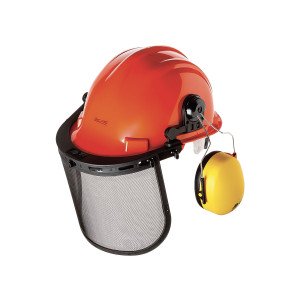 ORANGE - Casque professionnel de travail Polyéthylène EN 1731 Casque avec face grillagée de protection de l'oeil et du visage fa