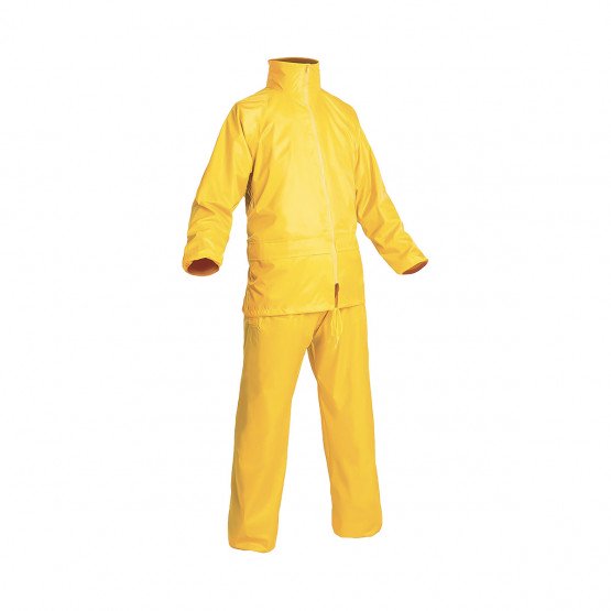 JAUNE - Ensemble de pluie professionnel de travail polyester enduit PVC EN ISO 13688 : conforme aux exigences générales de perfo