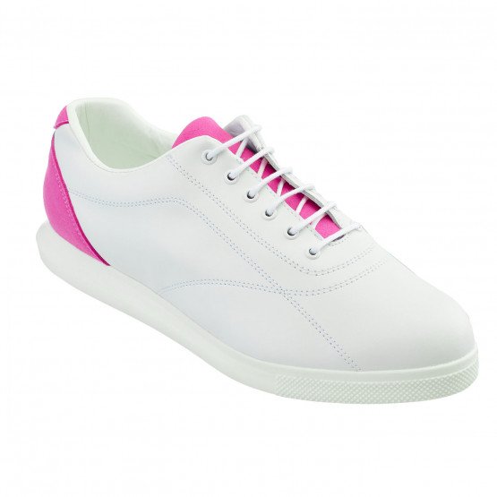 BLANC/FUCHSIA - Tennis de travail professionnelle blanche femme - PROMO aide a domicile infirmier auxiliaire de vie médical