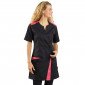 NOIR/FUCHSIA - Blouse professionnelle de travail à manches courtes femme médical aide a domicile infirmier auxiliaire de vie