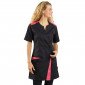 NOIR/FUCHSIA - Blouse professionnelle de travail à manches courtes femme auxiliaire de vie infirmier aide a domicile médical