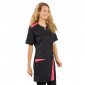 NOIR/FUCHSIA - Blouse professionnelle de travail à manches courtes femme médical aide a domicile infirmier auxiliaire de vie