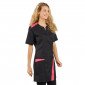 NOIR/FUCHSIA - Blouse professionnelle de travail à manches courtes femme auxiliaire de vie infirmier aide a domicile médical