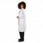 BLANC - Blouse professionnelle de travail blanche à manches longues 100% coton femme internat médical école infirmier
