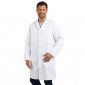 BLANC - Blouse coton à pressions professionnelle de travail blanche à manches longues 100% coton homme entretien médical menage