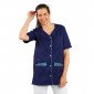 MARINE/AFRIKA - Tunique professionnelle de travail blanche à manches courtes femme aide a domicile médical auxiliaire de vie inf