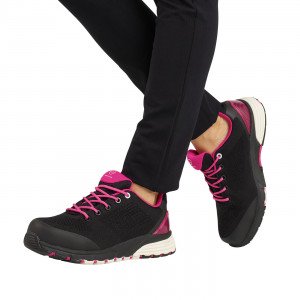 NOIR/FUCHSIA - Chaussure de sécurité S1PS professionnelle de travail noire EN ISO 20345 S1PS femme transport chantier manutenti