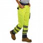 JAUNE/MARINE - Pantalon Haute visibilité professionnelle de travail mixte logistique artisan manutention chantier