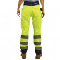 JAUNE/MARINE - Pantalon haute visibilité professionnel de travail mixte transport chantier manutention artisan