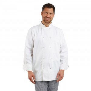 BLANC - Veste de cuisine manches longues professionnelle de travail à manches longues mixte serveur restauration cuisine restaur