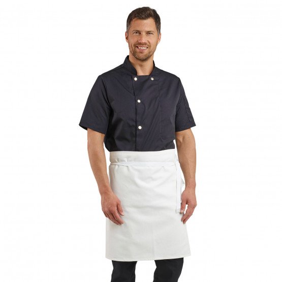 BLANC - Tablier de cuisine sans bavette professionnel blanche 100% coton mixte restaurant cuisine hôtel serveur