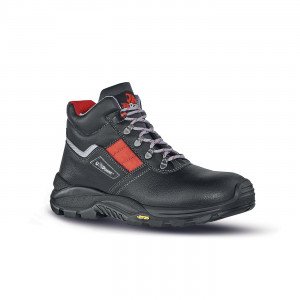 NOIR - Chaussure haute de sécurité S3 professionnelle de travail noire en cuir ISO EN 20345 S3 homme manutention chantier logist