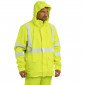 JAUNE - Veste de pluie haute visibilité professionnelle de travail mixte chantier logistique artisan transport