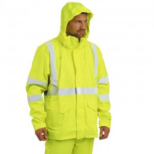 JAUNE - Veste de pluie haute visibilité professionnelle de travail mixte transport chantier manutention artisan