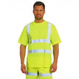 JAUNE - Tee-shirt professionnel de travail à manches courtes mixte manutention chantier transport artisan