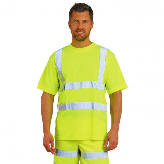 JAUNE - Tee-shirt professionnel de travail à manches courtes mixte transport artisan logistique chantier