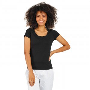 NOIR - Tee-shirt professionnel de travail à manches courtes femme menage aide a domicile entretien auxiliaire de vie