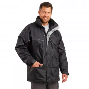 NOIR - Parka professionnel de travail mixte manutention chantier logistique artisan