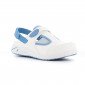 BLANC/CIEL - Sabot professionnel de travail blanc en cuir EN ISO 20347 femme auxiliaire de vie médical aide a domicile infirmier