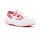 BLANC/FUCHSIA - Sabot professionnel de travail blanc en cuir ISO EN 20347 femme auxiliaire de vie infirmier aide a domicile médi