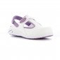 BLANC/LILAS - Sabot professionnel de travail blanc en cuir ISO EN 20347 femme auxiliaire de vie infirmier aide a domicile médica