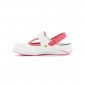 BLANC/FUCHSIA - Sabot professionnel de travail blanc en cuir ISO EN 20347 femme auxiliaire de vie infirmier aide a domicile médi