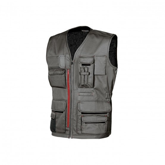 GRIS - Gilet professionnel de travail sans manches homme logistique artisan transport chantier